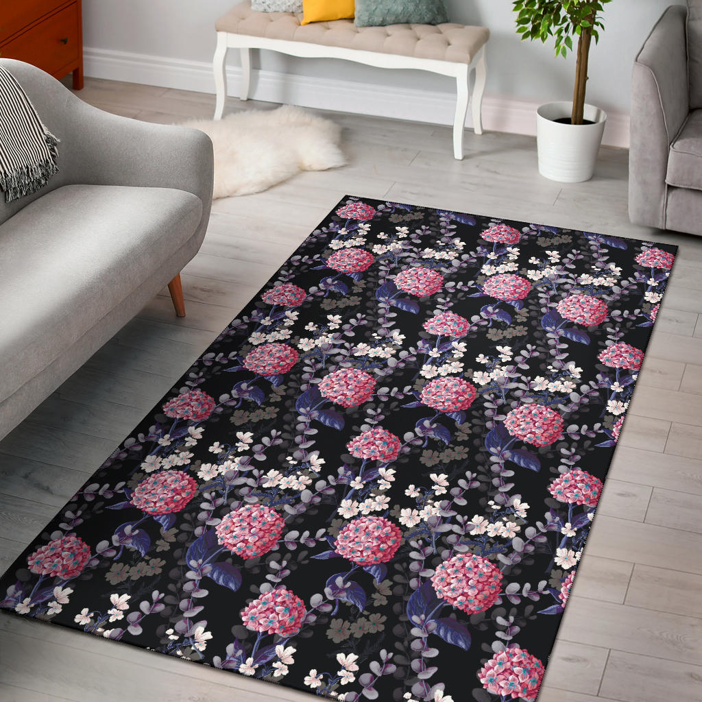 Hydrangea Pattern Print Design HD04 Area Rugs