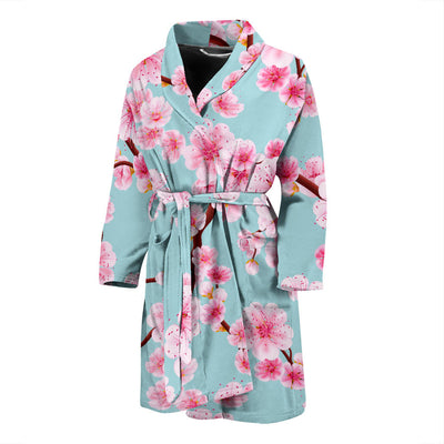 Cherry Blossom Pattern Print Design CB04 Men Bathrobe