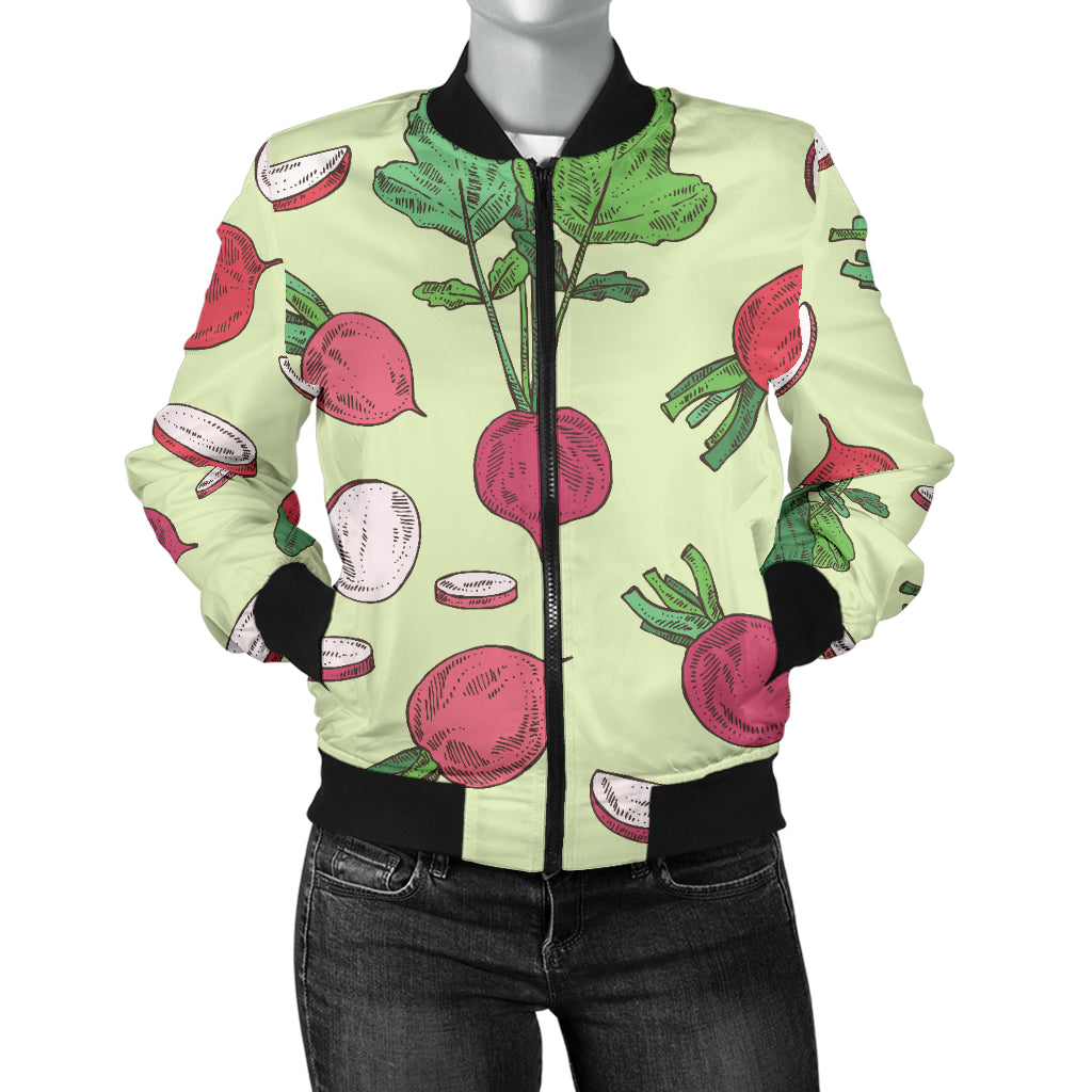 Radish Pattern Print Design A04 Women's Bomber Jacket