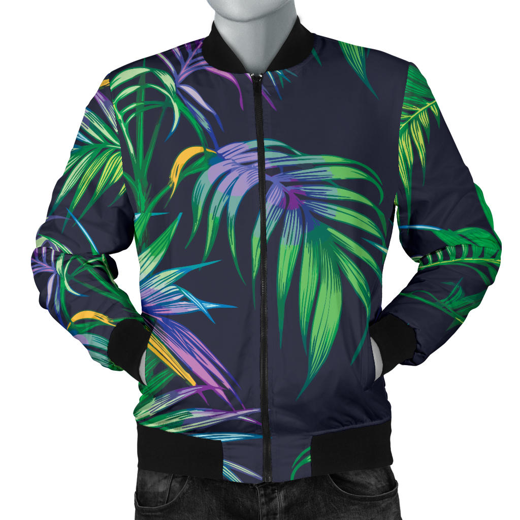 Palm Leaves Pattern Print Design PL04 Men Bomber Jacket