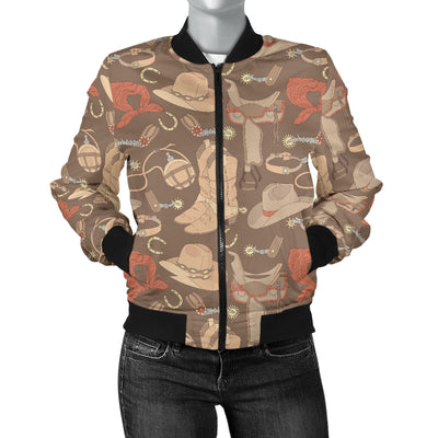 Cowboy Pattern Print Design 02 Women's Bomber Jacket