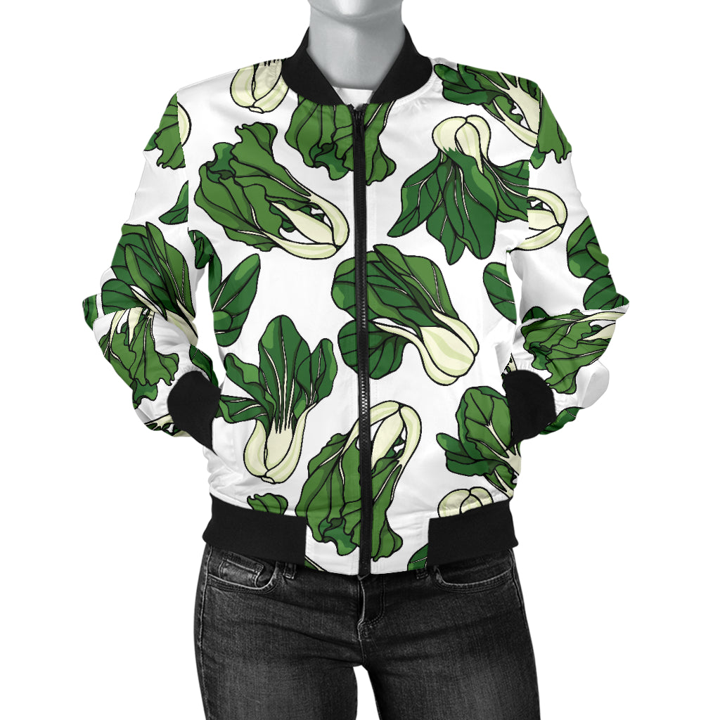 Bok Choy Pattern Print Design 02 Women's Bomber Jacket