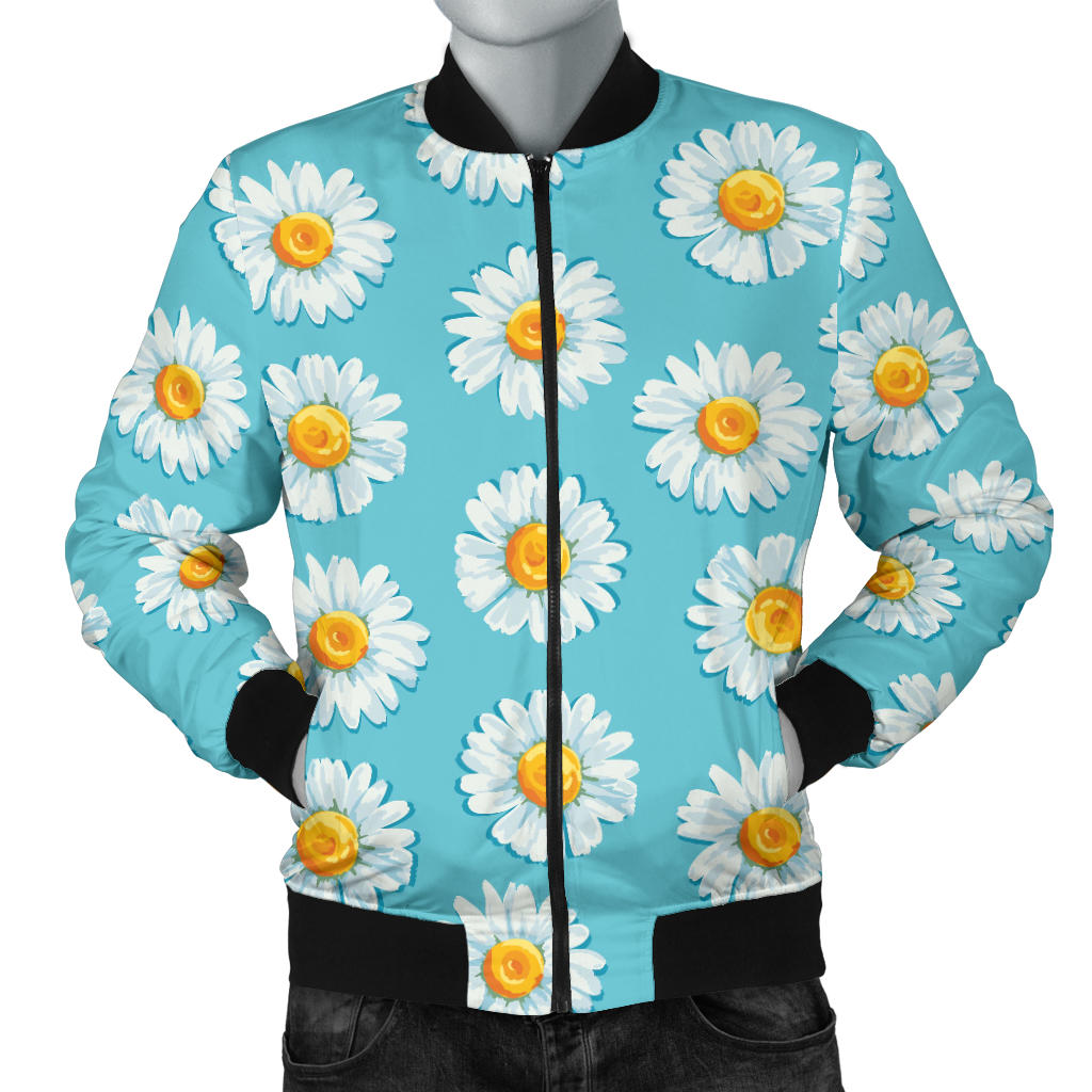 Daisy Pattern Print Design DS03 Men Bomber Jacket