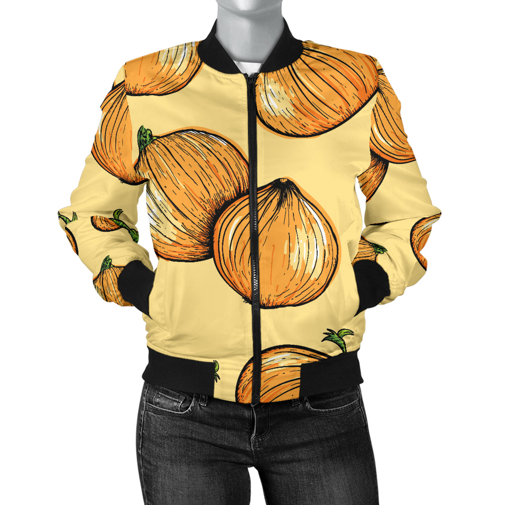 Onion Pattern Print Design A04 Women's Bomber Jacket