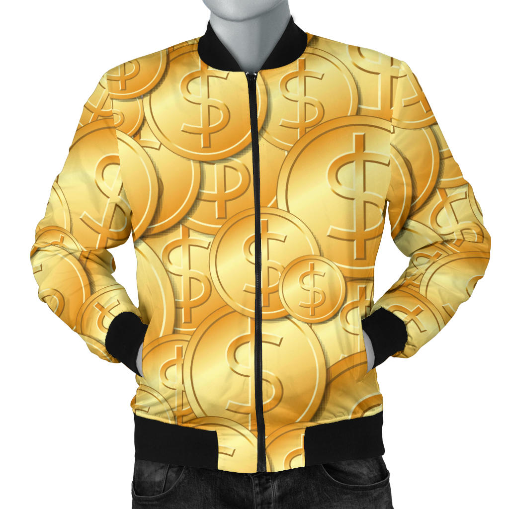 Dollar Pattern Print Design DO03 Men Bomber Jacket