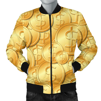 Dollar Pattern Print Design DO03 Men Bomber Jacket