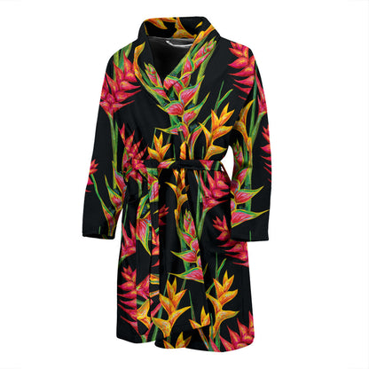 Heliconia Pattern Print Design HL01 Men Bathrobe