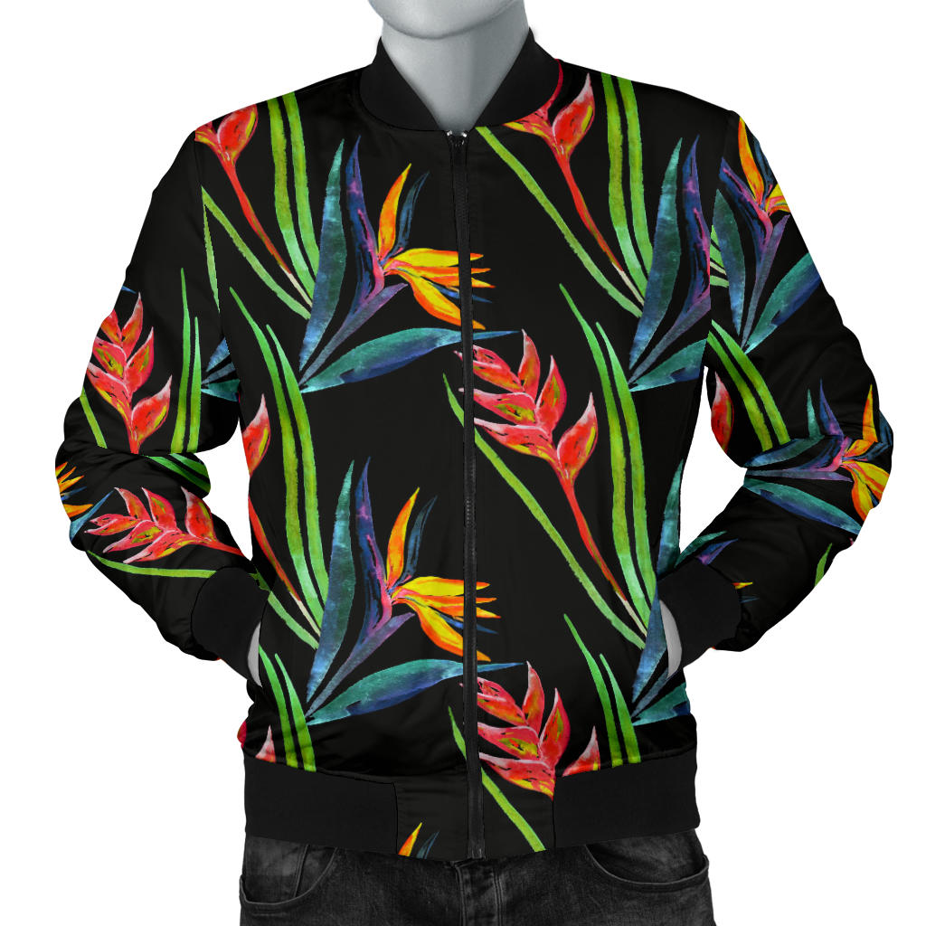 Heliconia Pattern Print Design HL04 Men Bomber Jacket