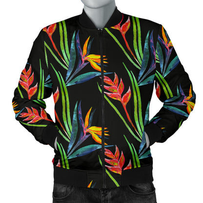 Heliconia Pattern Print Design HL04 Men Bomber Jacket
