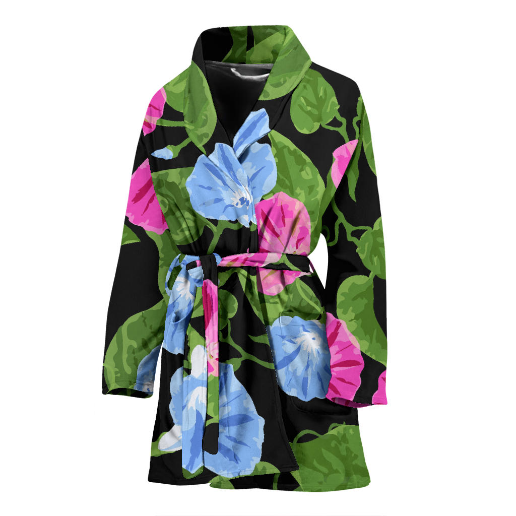 Morning Glory Pattern Print Design MG04 Women Bathrobe