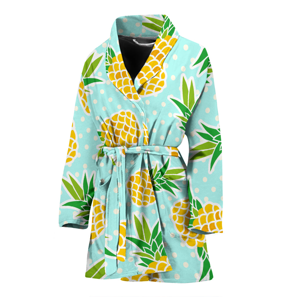 Pineapple Pattern Print Design PP01 Women Bathrobe