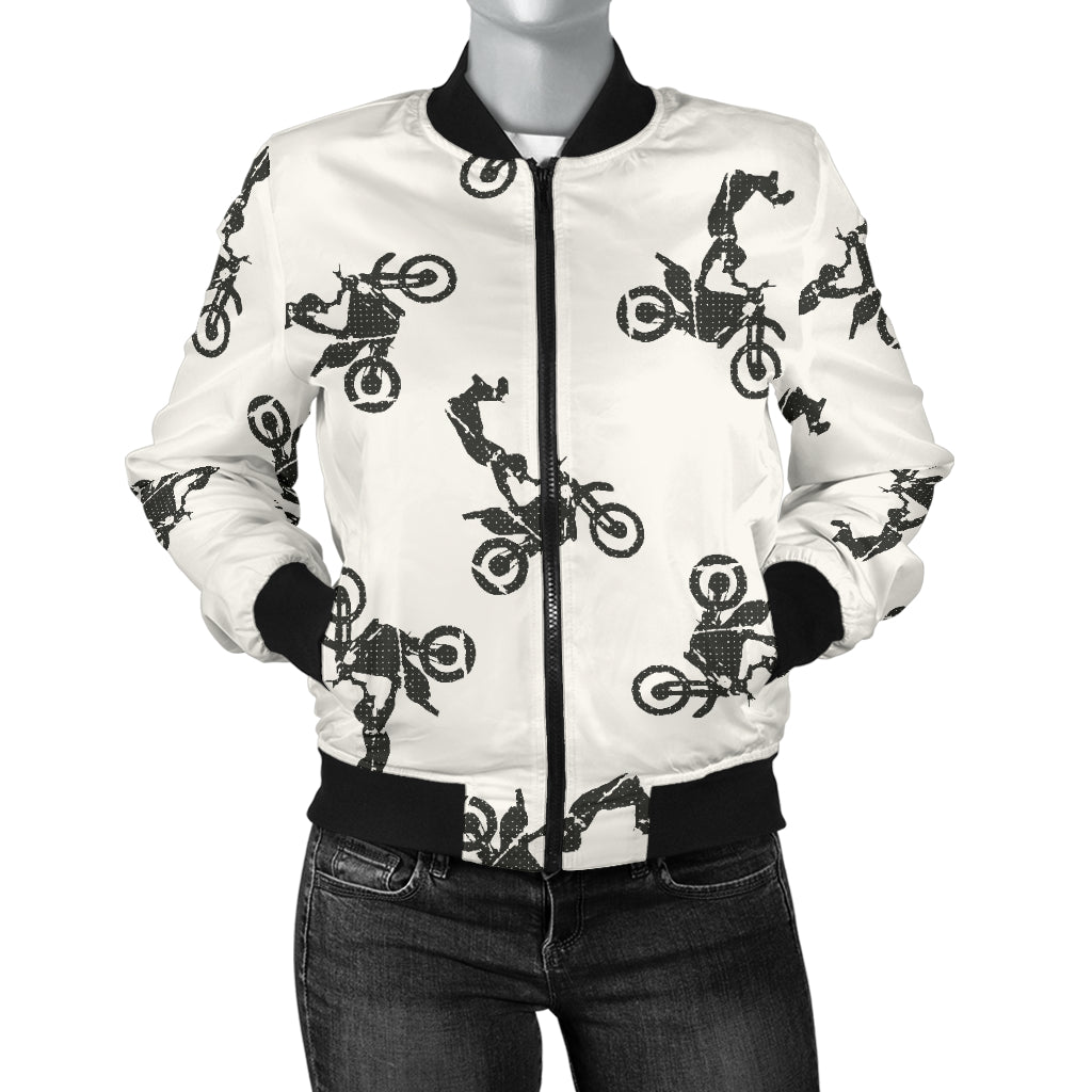 Motocross Pattern Print Design 03 Women's Bomber Jacket