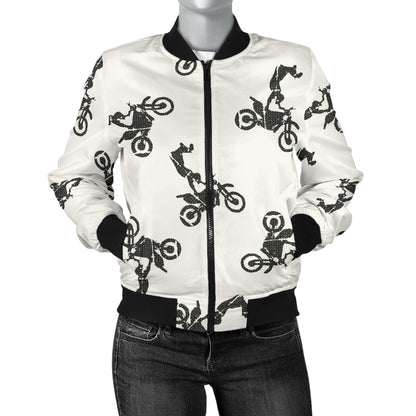 Motocross Pattern Print Design 03 Women's Bomber Jacket