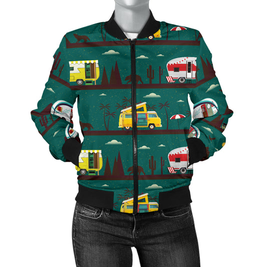 Camper Pattern Print Design 05 Women's Bomber Jacket