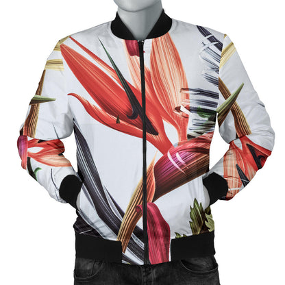 Tropical Flower Pattern Print Design TF021 Men Bomber Jacket