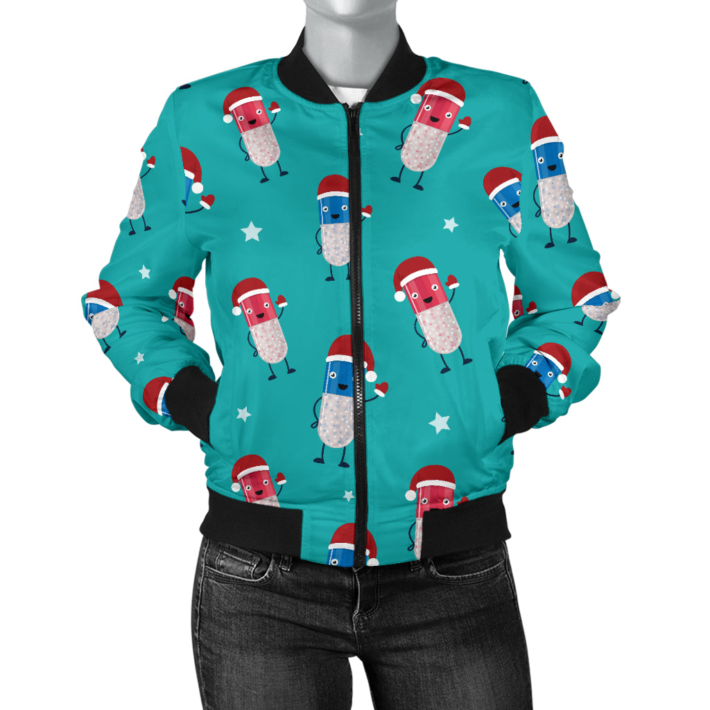 Pill Pattern Print Design A03 Women's Bomber Jacket