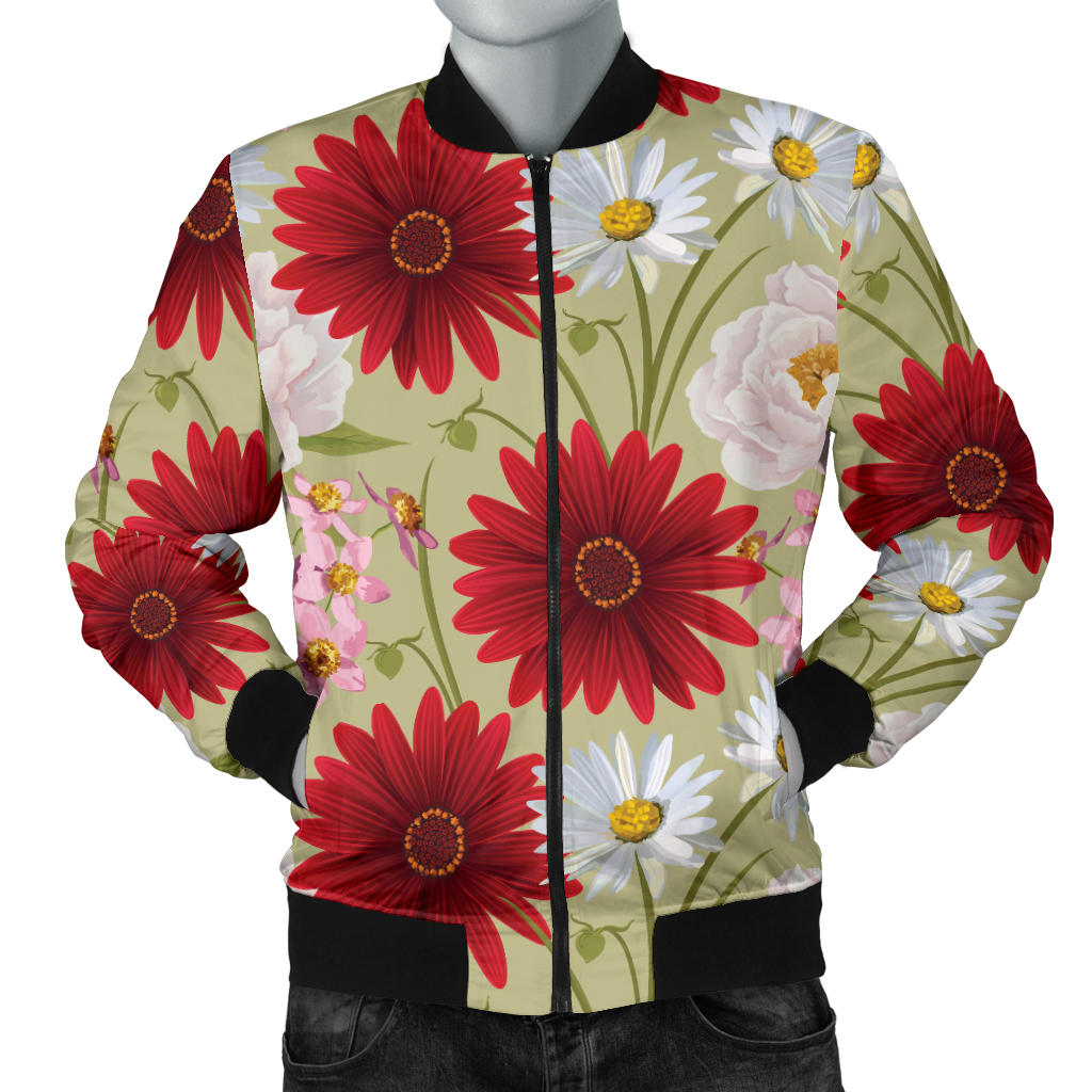 Gerberas Pattern Print Design GB07 Men Bomber Jacket