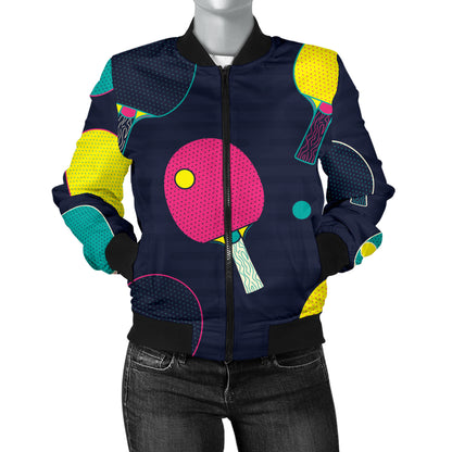 Ping Pong Pattern Print Design A04 Women's Bomber Jacket