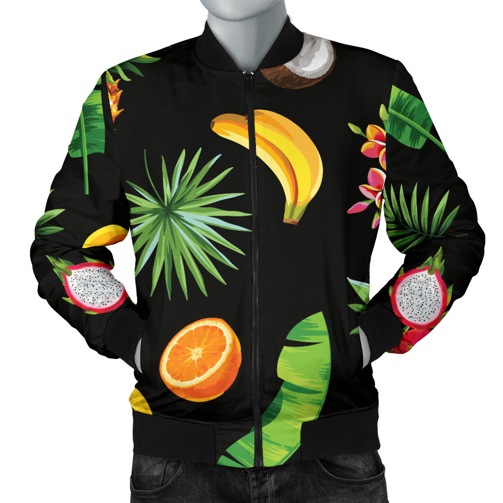 Tropical Fruits Pattern Print Design TF03 Men Bomber Jacket