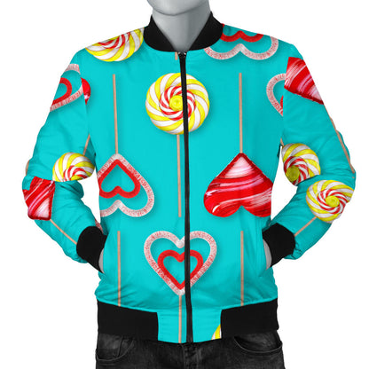 Lollipop Pattern Print Design LL06 Men Bomber Jacket