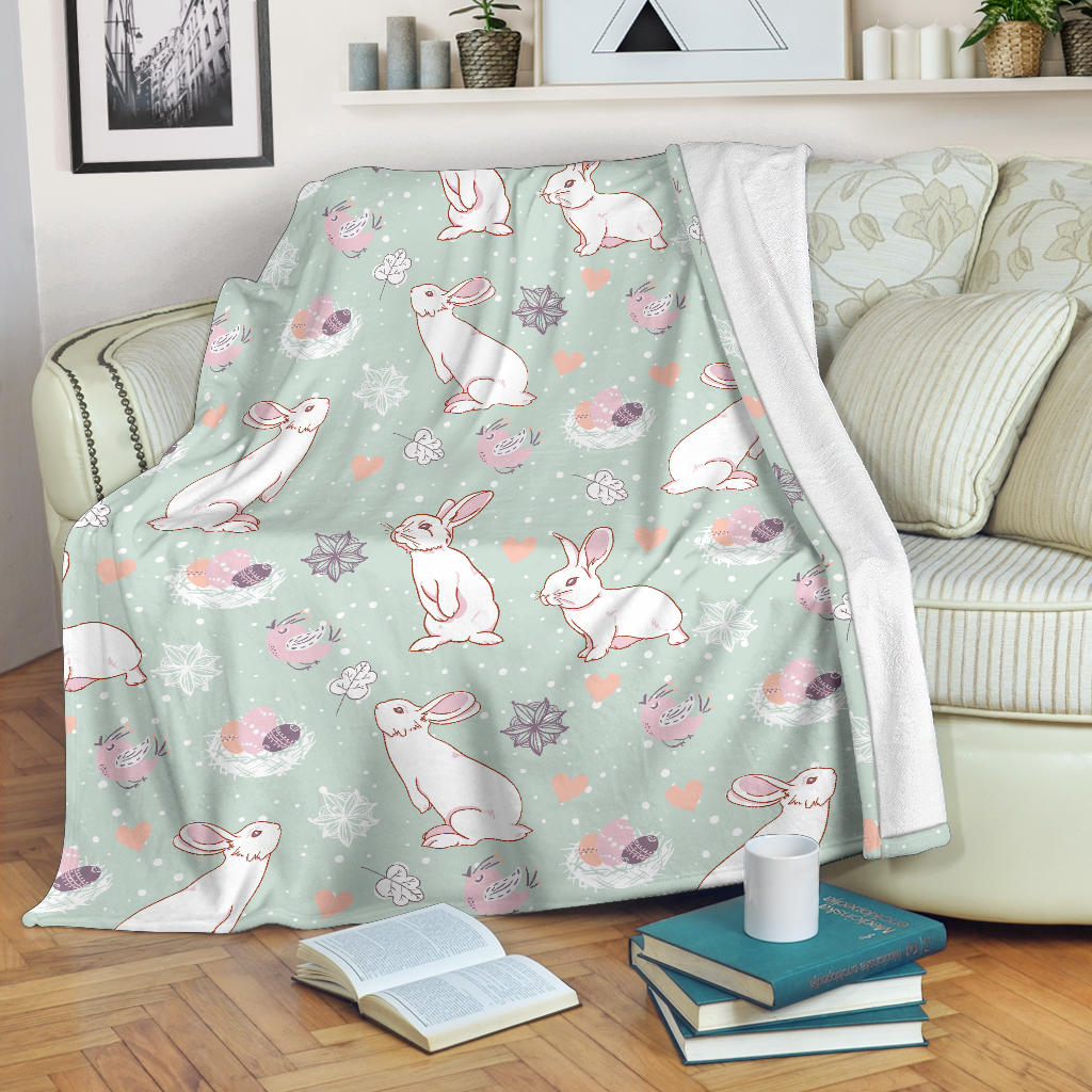 Rabbit Pattern Print Design RB011 Fleece Blanket