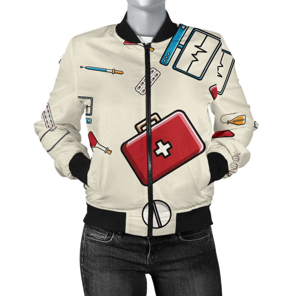 Nurse Pattern Print Design A04 Women's Bomber Jacket