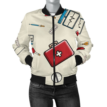 Nurse Pattern Print Design A04 Women's Bomber Jacket