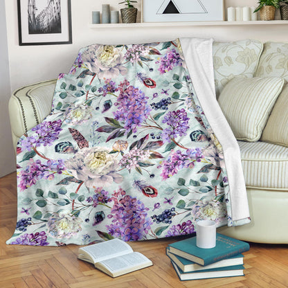 Lilac Pattern Print Design LI06 Fleece Blanket