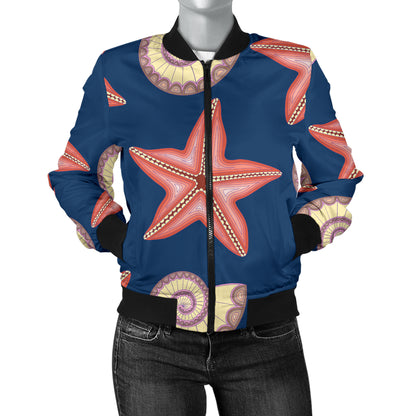 Starfish Pattern Print Design 03 Women's Bomber Jacket