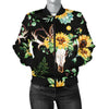 Sunflower Pattern Print Design SF08 Women Bomber Jacket