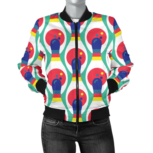 Bowling Pattern Print Design 05 Women's Bomber Jacket