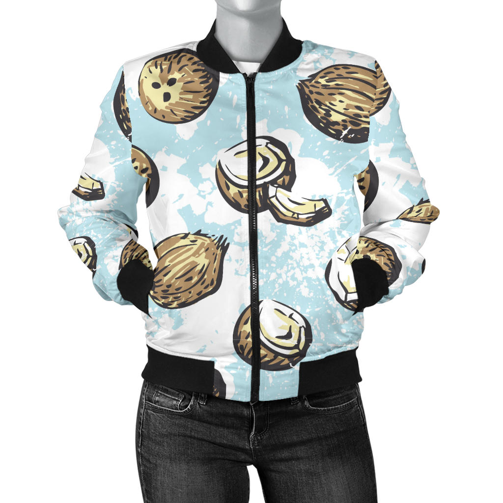 Coconut Pattern Print Design CN01 Women Bomber Jacket