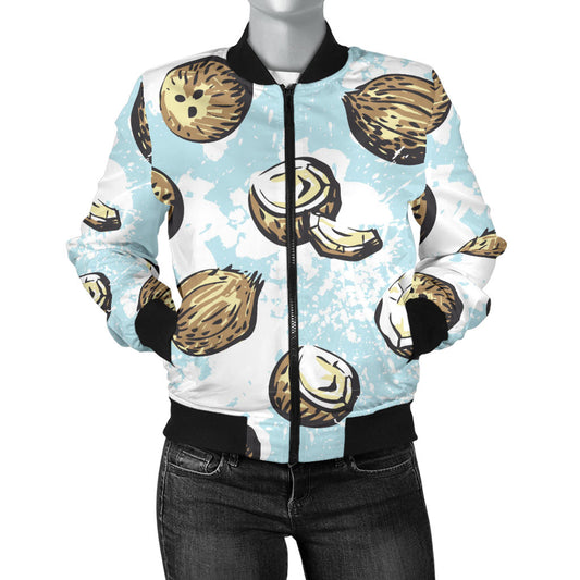 Coconut Pattern Print Design CN01 Women Bomber Jacket