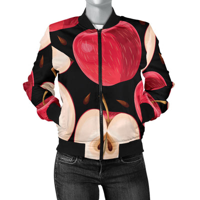 Apple Pattern Print Design AP02 Women Bomber Jacket