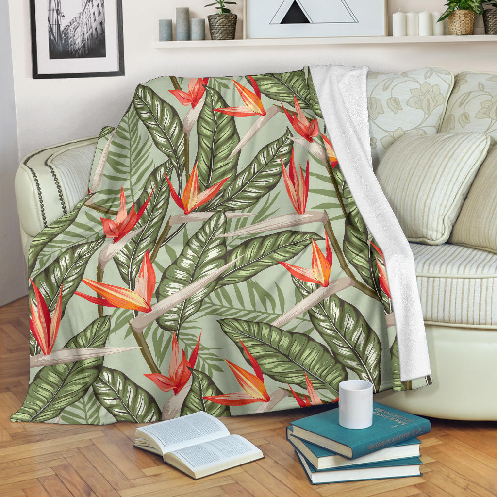 Bird Of Paradise Pattern Print Design BOP08 Fleece Blanket