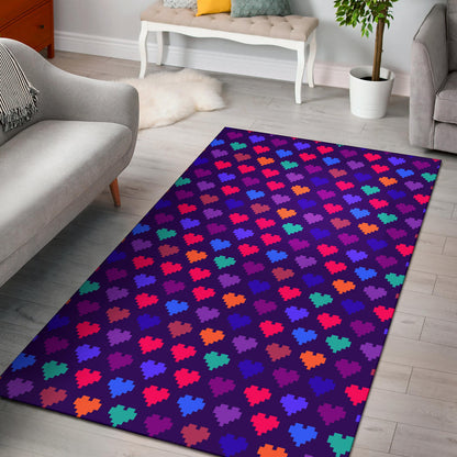 Heart Pixel Pattern Print Design HE03 Area Rugs