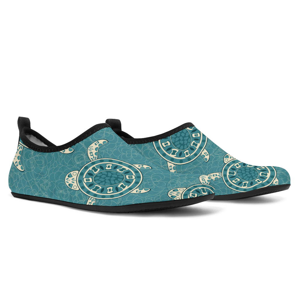 Sea Turtle Pattern Print Design T02 Aqua Water Shoes