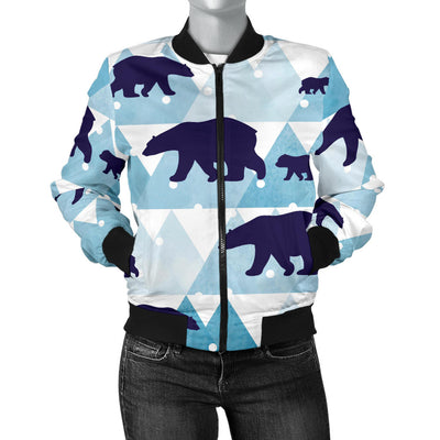 Bear Pattern Print Design BE01 Women Bomber Jacket