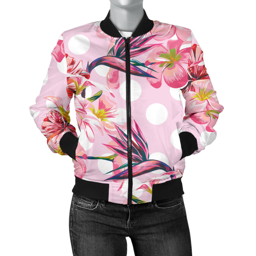 Bird Of Paradise Pattern Print Design BOP011 Women Bomber Jacket