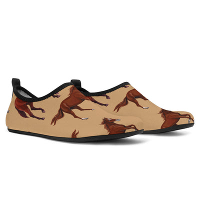 Brown Horse Print Pattern Aqua Water Shoes