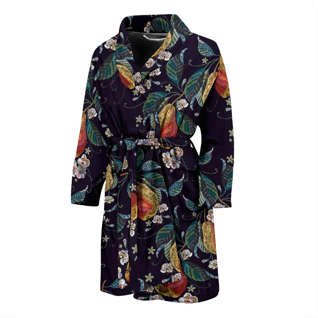 Pear Pattern Print Design PE02 Men Bathrobe
