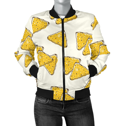 Nachos Pattern Print Design A01 Women's Bomber Jacket