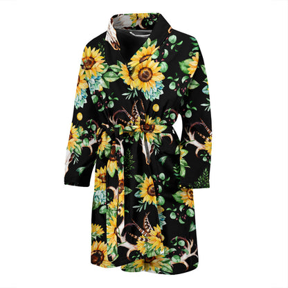 Sunflower Pattern Print Design SF08 Men Bathrobe