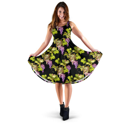 Grape Pattern Print Design GP04 Midi Dress