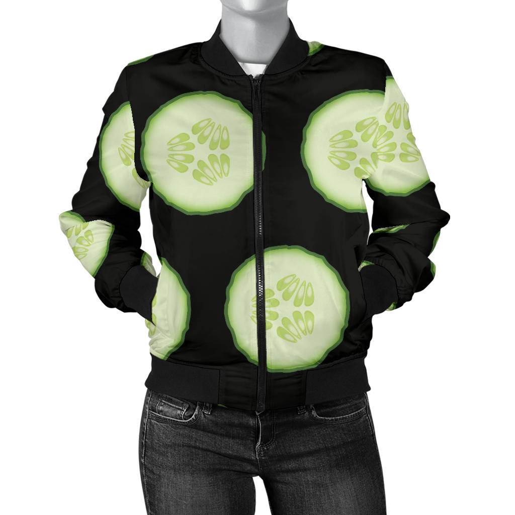 Cucumber Pattern Print Design CC02 Women Bomber Jacket