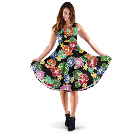 Hawaiian Themed Pattern Print Design H010 Midi Dress