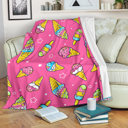 Ice Cream Pattern Print Design IC04 Fleece Blanket