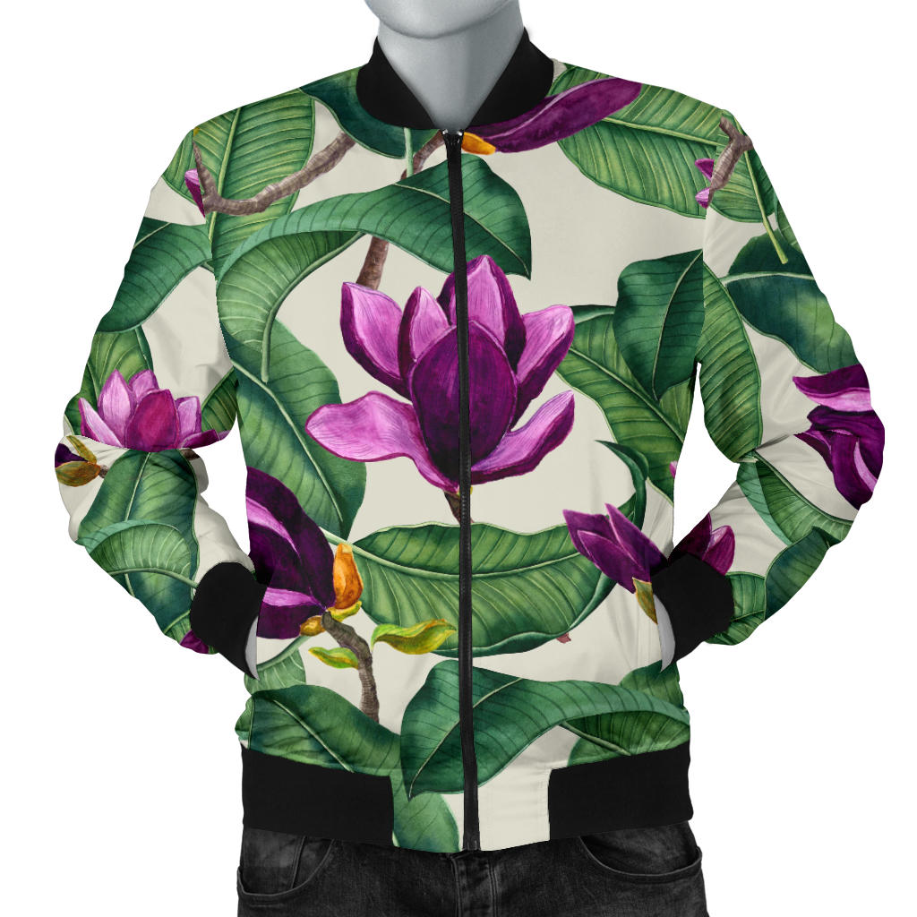 Magnolia Pattern Print Design MAG07 Men Bomber Jacket