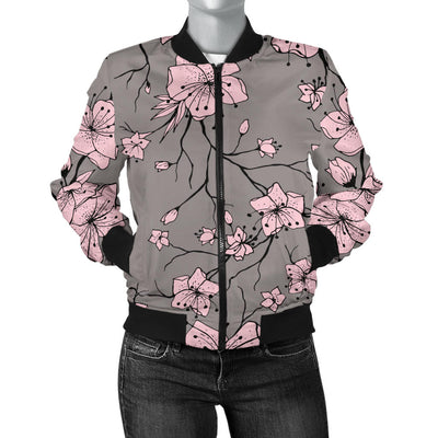 Cherry Blossom Pattern Print Design CB05 Women Bomber Jacket