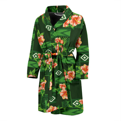 Hibiscus Pattern Print Design HB05 Men Bathrobe